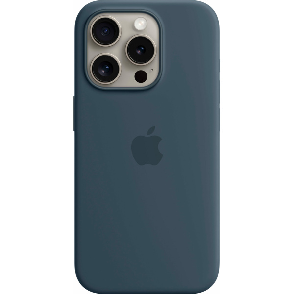 כיסוי סיליקון מקורי ל- Apple iPhone 15 Pro עם חיבור Magsafe - צבע כחול