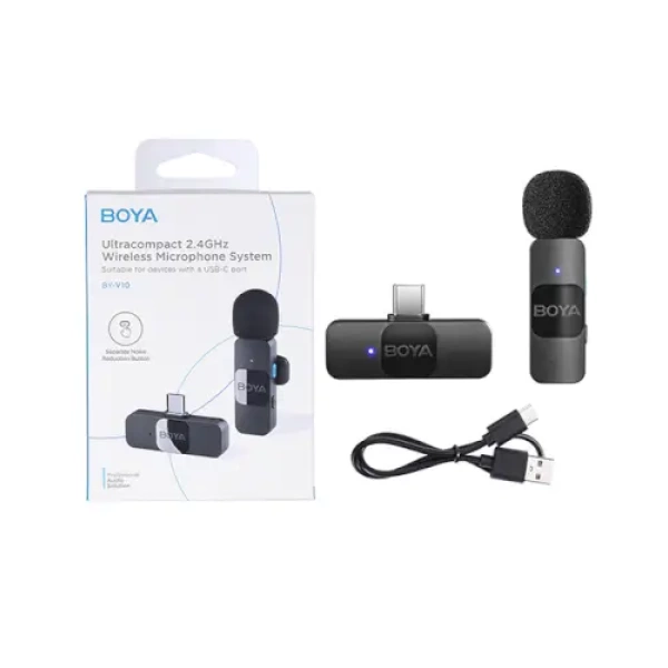 ⁦מיקרופון דש אלחוטי BOYA BY-V10 TYPE-C⁩ – תמונה ⁦3⁩