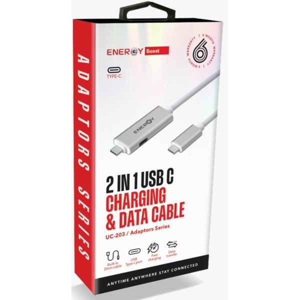 Energy 2 In 1 USB C Charging & Data Cable