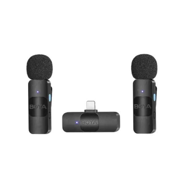 ⁦מיקרופון דש אלחוטי זוגי BOYA BY-V2 Lightning⁩ – תמונה ⁦4⁩