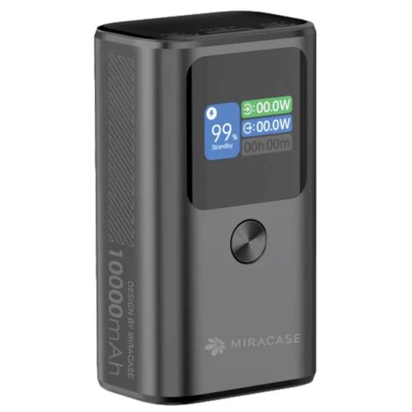 מטען נייד מיני עם צג  30W Miracase קיבולת 10,000mAh - שחור