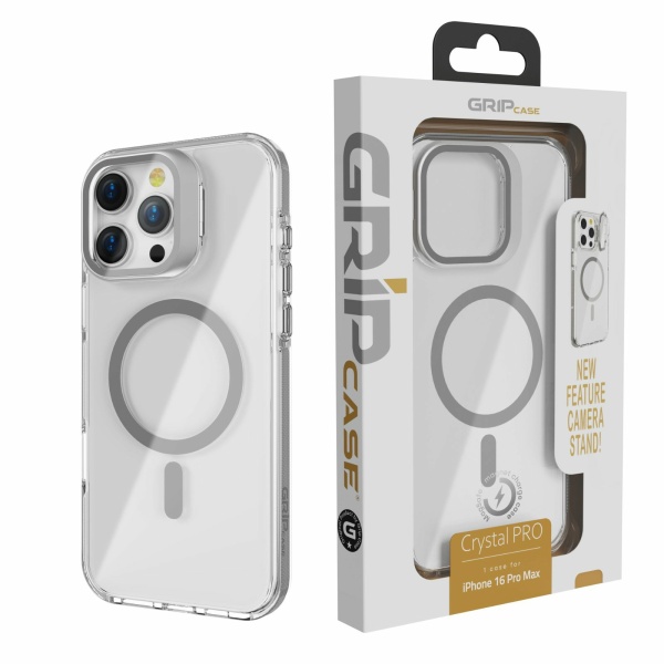 כיסוי שקוף איכותי עם מעמד עבור אייפון 16 Grip Crystal Pro