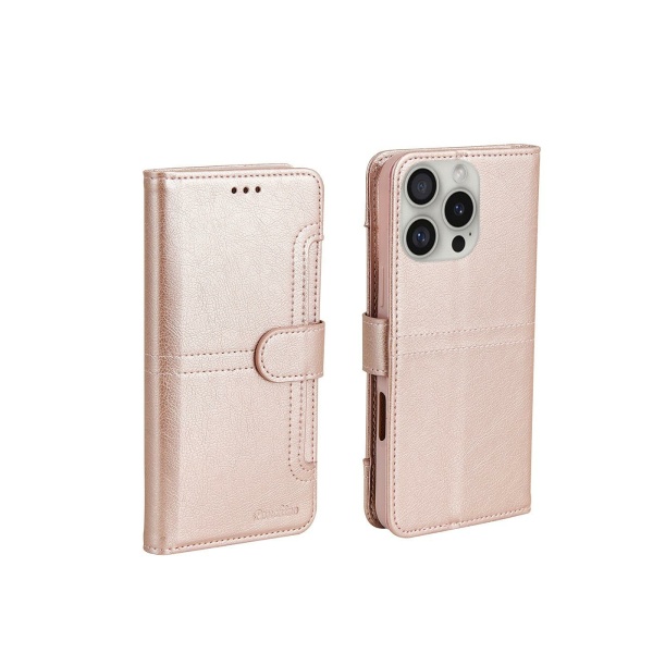 כיסוי ספר איכותי עבור אייפון 16 פרו מקס - GripCase Pouchino צבע רוז גולד