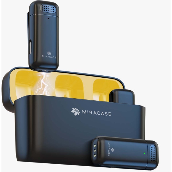 מיקרופון דש אלחוטי זוגי ותיבת טעינה TYPE-C מבית Miracase